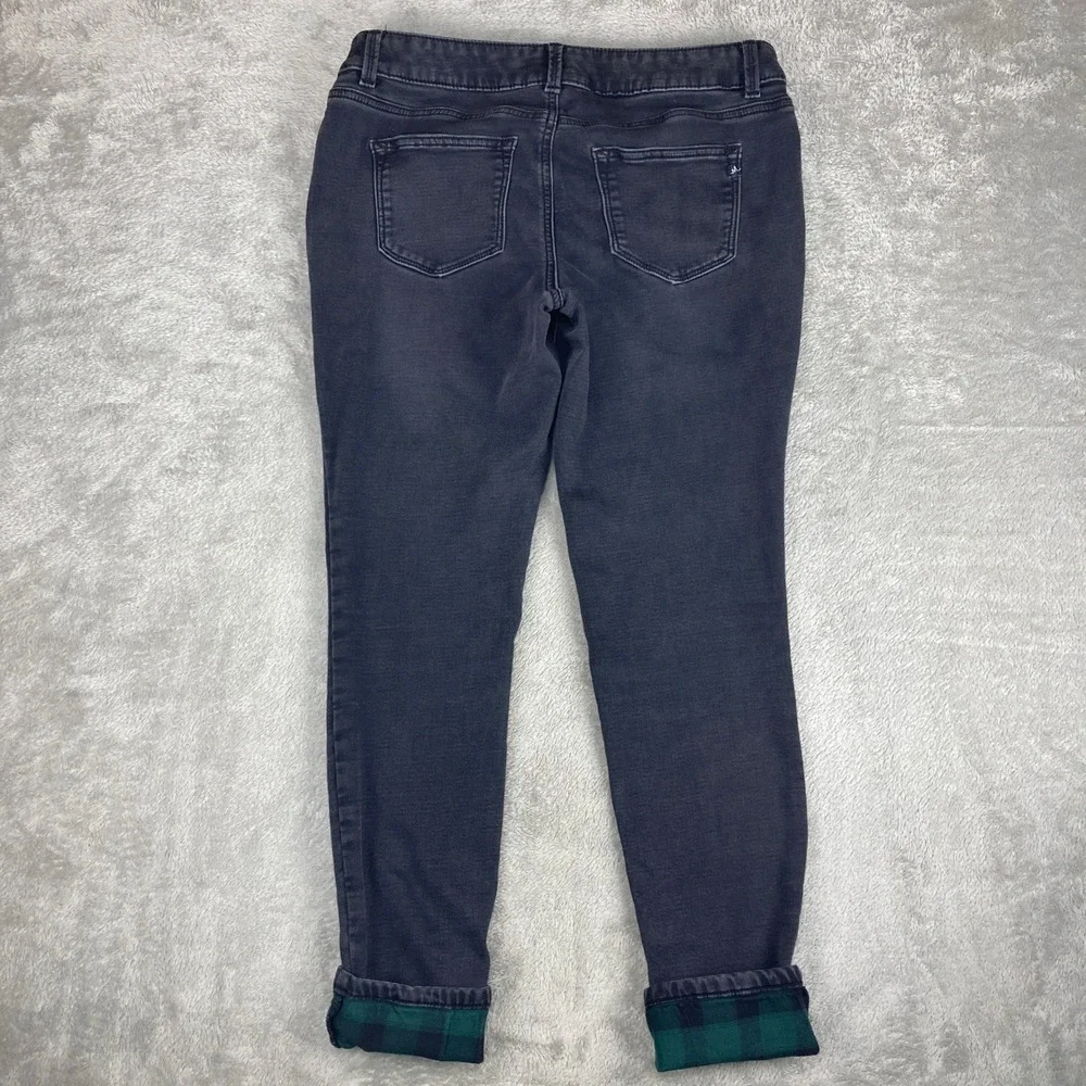 Maurices‎ M Jeans Womens Size L Reg Low Rise Skinny Black Plaid Flannel Cuffed